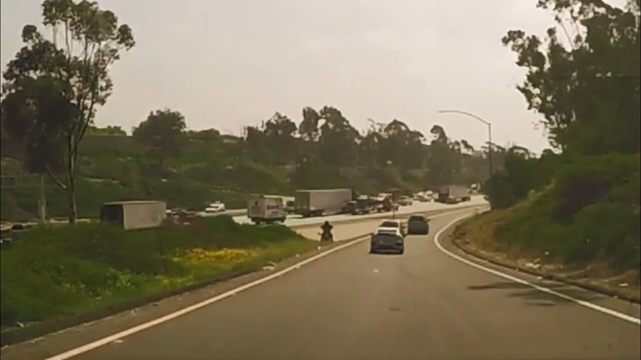 Blasian Babies DaDa Sees CHiPs Motorcycle Officer At On-Ramp!