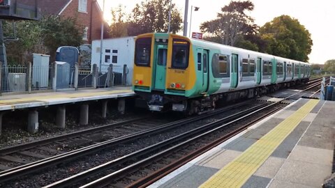 Trainspotting at Worblington Station, Hampshire. Train numbers 377156, 377163, 313216, 377207.