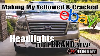 Restoring My Yellowed & Cracked Ebay Headlights to Look BRAND NEW! - Meguiars Headlight Coating.