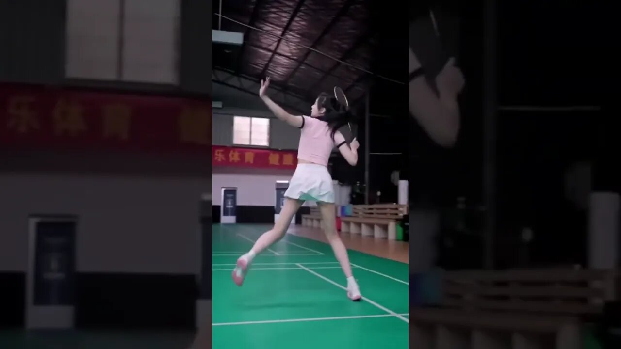 Playing Badminton For This Beautiful Chinese Girl Is Easy