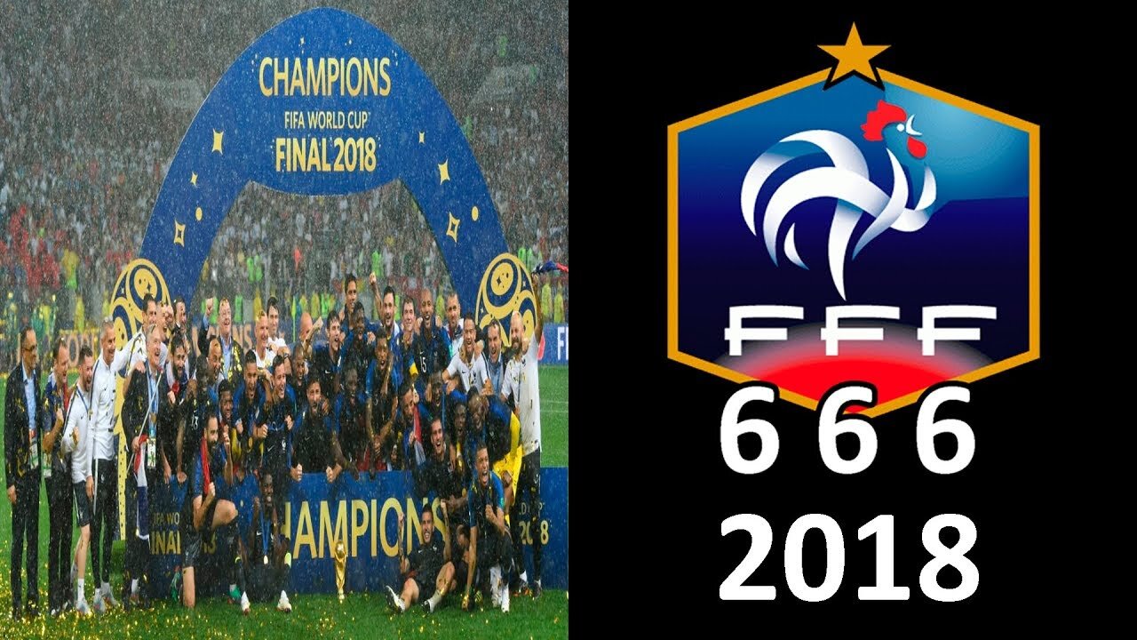 LA SIMBOLOGIA MASSONICA DELLA FRANCIA CAMPIONE DEL MONDO AI MONDIALI DI RUSSIA 2018 LA FEDERAZIONE FRANCESE HA COME SIGLA FFF=666 CON UNO STEMMA ESAGONALE CON IL CUBO DI METATRON CON UN GALLO ED è DI COLORE BLU