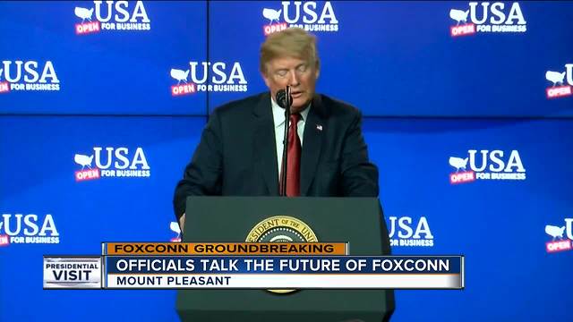 Trump touts economics policies at Foxconn ground-breaking