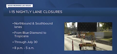 I-15 nightly lane closures through July 30