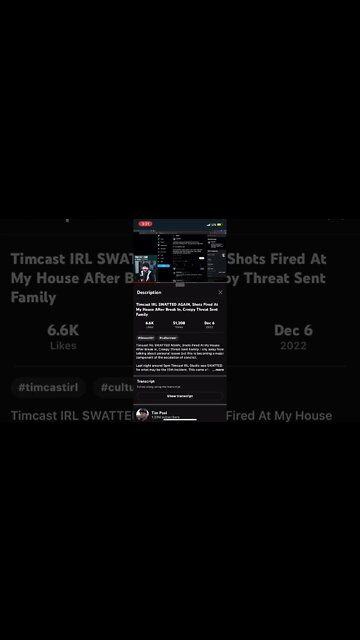 Tim Pools phone message with supposed swatter (archive)