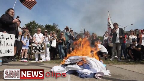 Healthcare Workers and Protesters Burn Their Scrubs to Speak Up Against Mandates - 4230