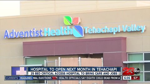 Adventist Health Tehachapi Valley Hospital opening in November