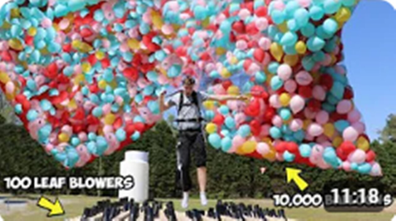 I Flew Using Only Balloons AND Leaf Blowers