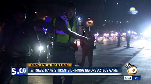 Witness: Many students drinking before Aztec game