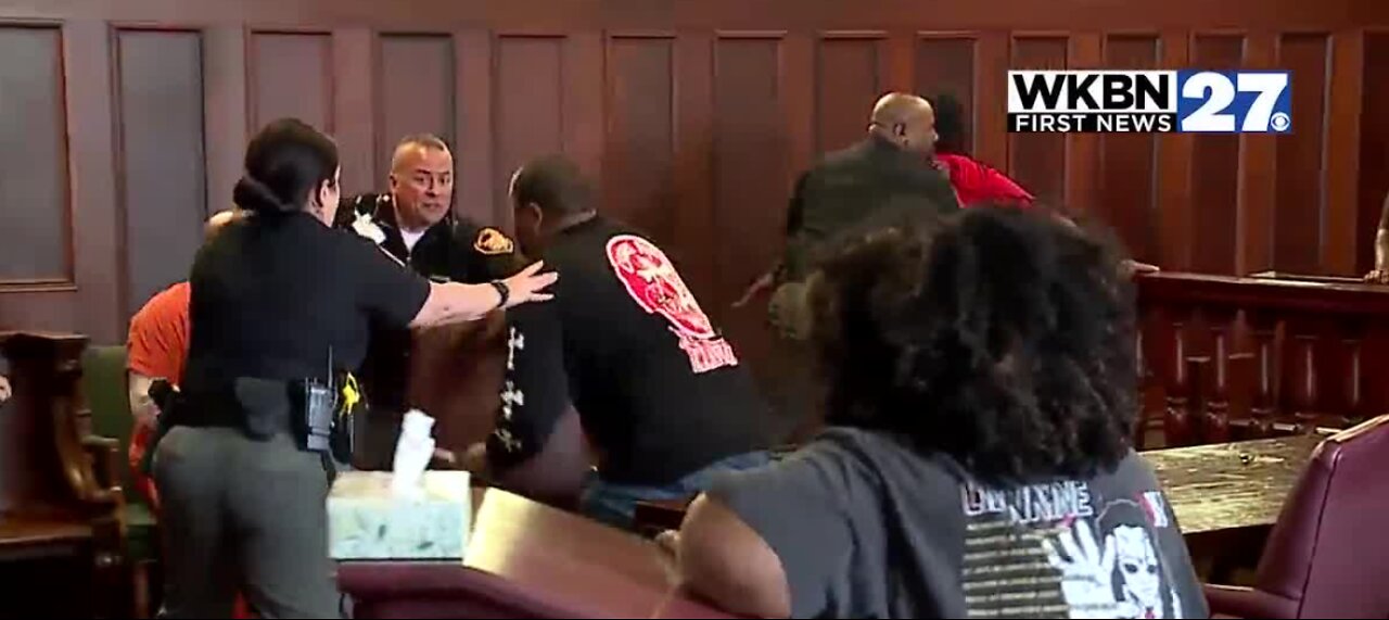 Brawl breaks out at murder sentencing
