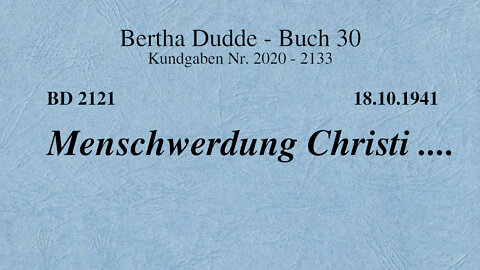 BD 2121 - MENSCHWERDUNG CHRISTI ....