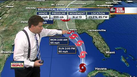 Alberto brings heavy rainfall to Tampa Bay Area, tropical storm warning in effect