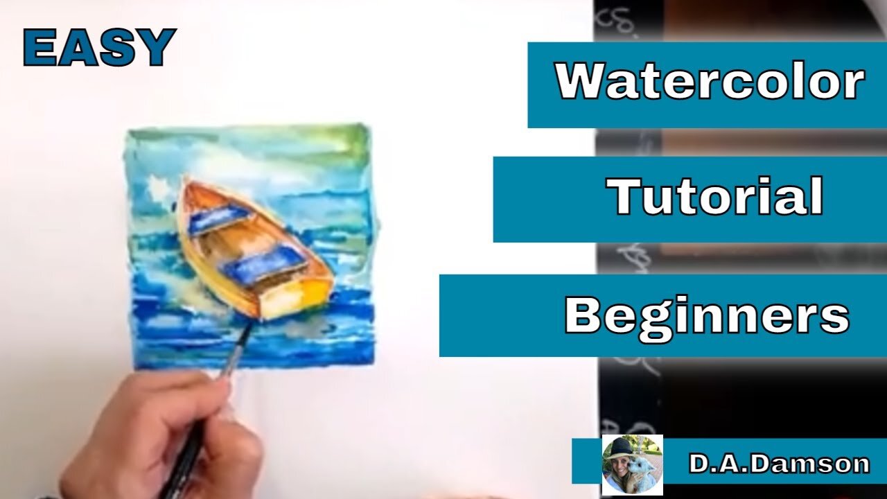 Boat Watercolor - Easy and fun painting tutorial with Watercolor