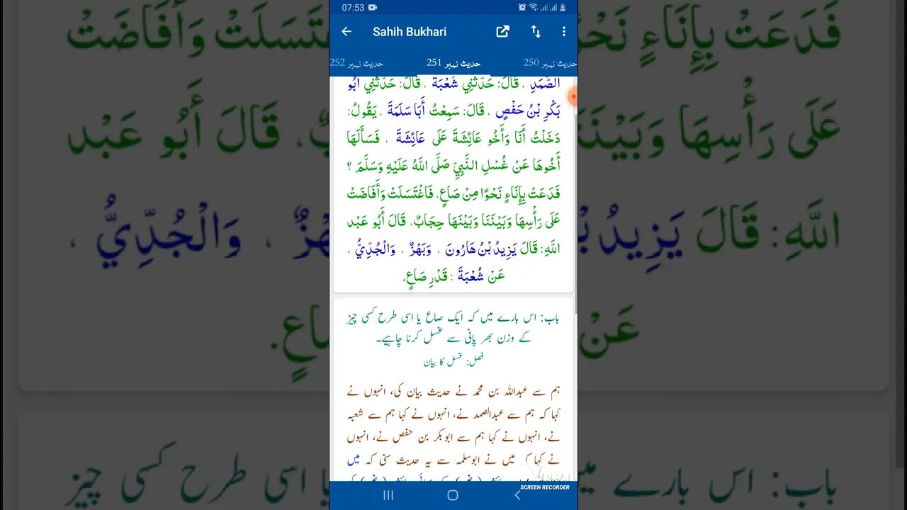 Hadees SHARIF Sahi bukhari SHARIF hadees number #250 #251 in arbic urdu and English language