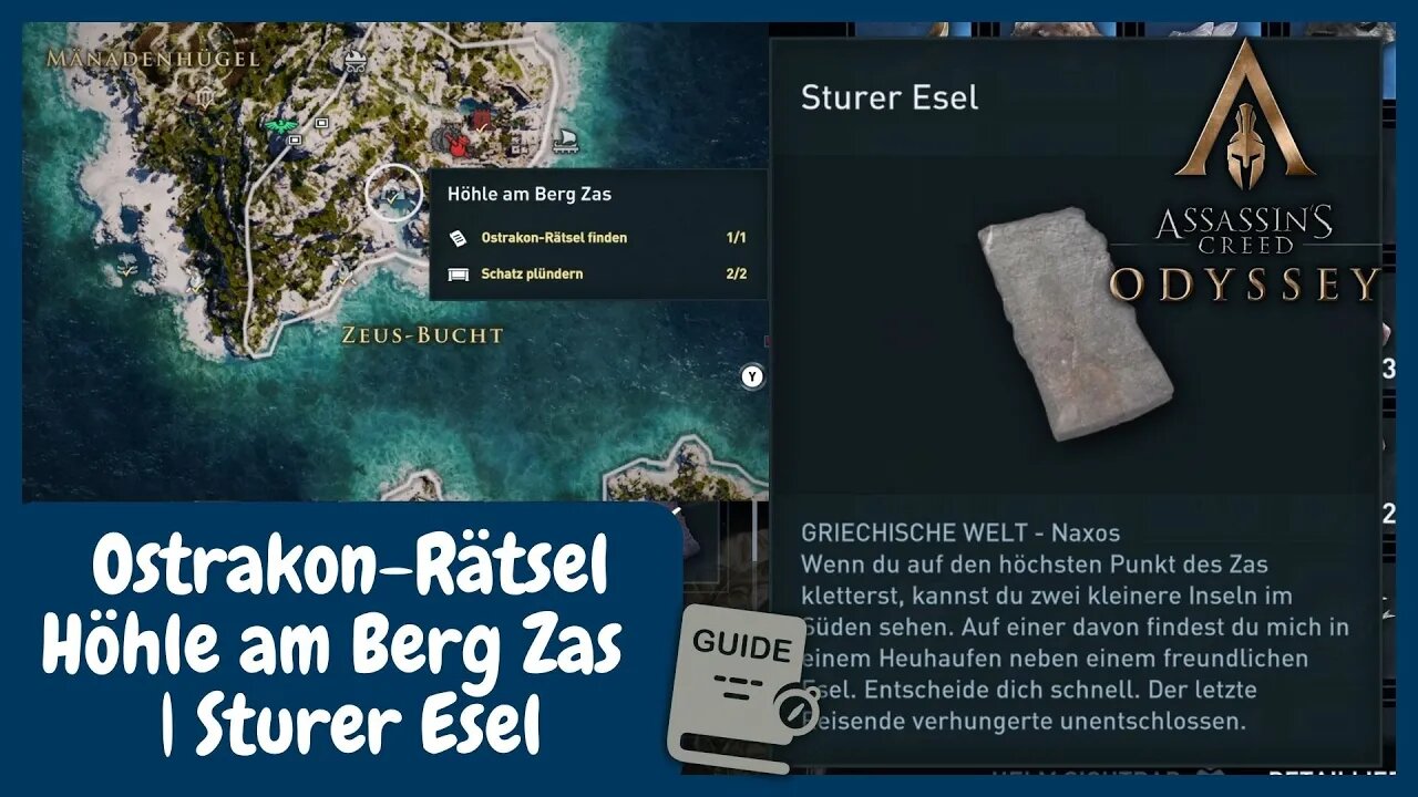 Ostrakon-Rätsel: Höhle am Berg Zas - Sturer Esel | AC Odyssey Guide