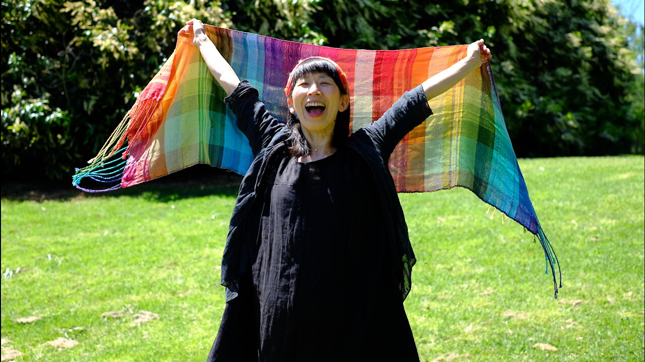 Rainbow Weaving Art - 4 scarves/虹織りアート - スカーフ4枚できたよ♪