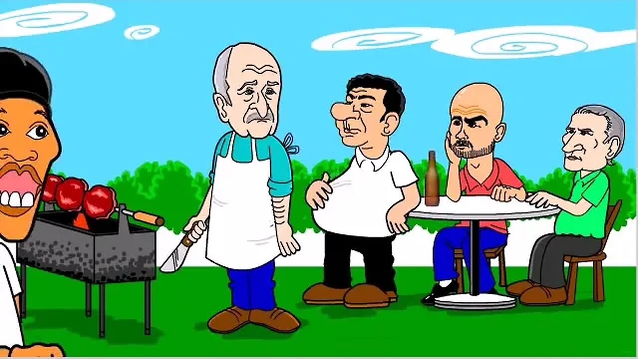 Churrasco dos Eliminados (com Felipão, Joel, Tite, Guardiola) - Charge Animada André Guedes