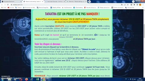 Gagner usdt crypto tafa wallet projet s'inscrire site web