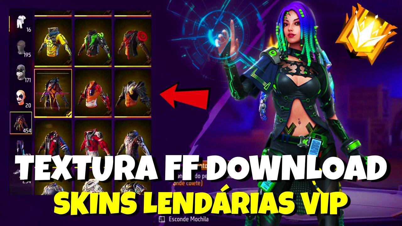 DOWNLOAD TEXTURA FF SKINS LENDÁRIAS VIP ANTIBAN PAGAR-GRÁTIS