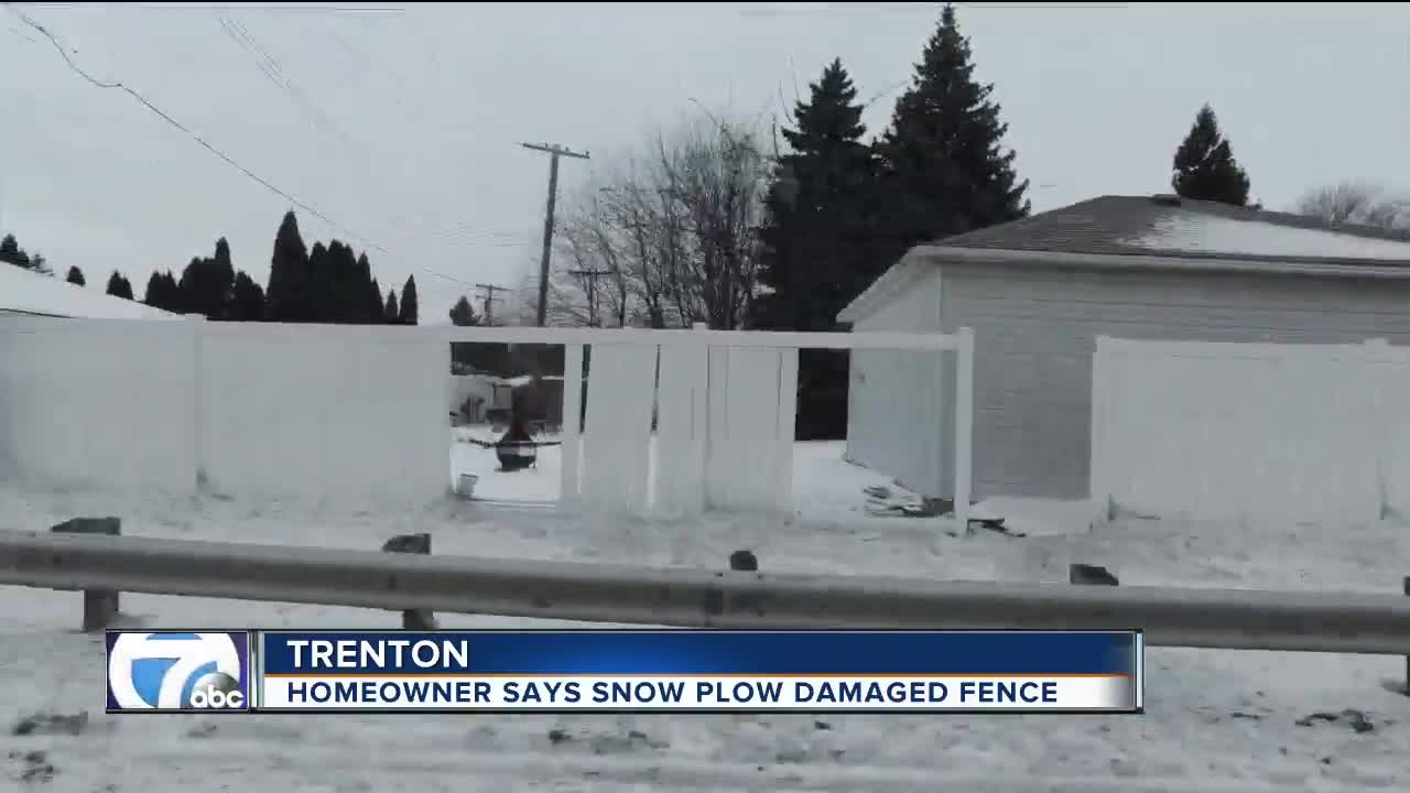 Fences in Trenton damaged by snow plows