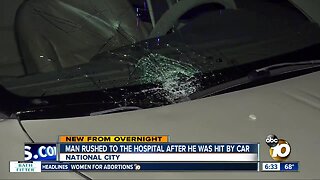 Man pushing shopping cart struck by car on National City street