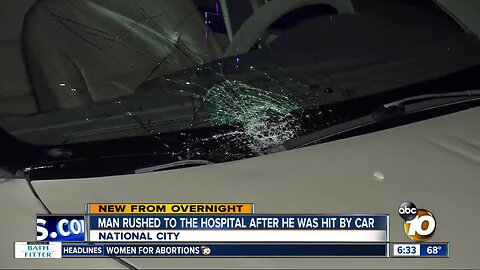 Man pushing shopping cart struck by car on National City street
