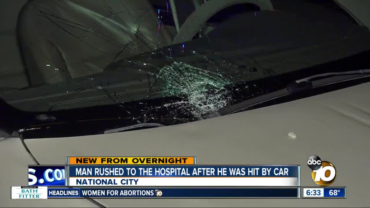 Man pushing shopping cart struck by car on National City street