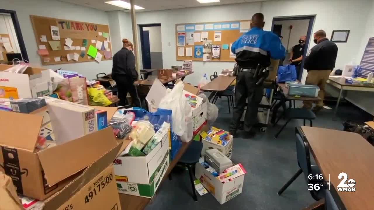 Anne Arundel County officers deliver goods to seniors in the Northern District