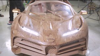 The final steps to perfect the wooden Bugatti Centodieci for my son