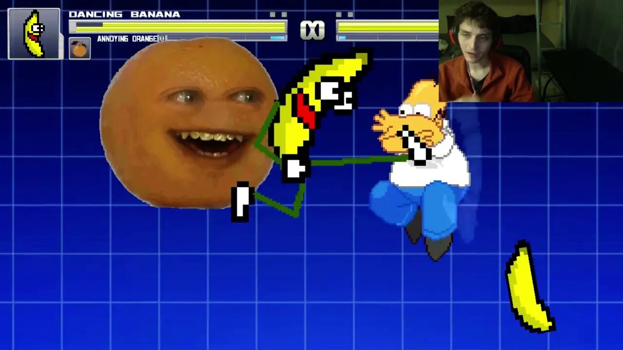 Fruit Characters (Annoying Orange And Dancing Banana) VS Homer Simpson In An Epic Battle In MUGEN