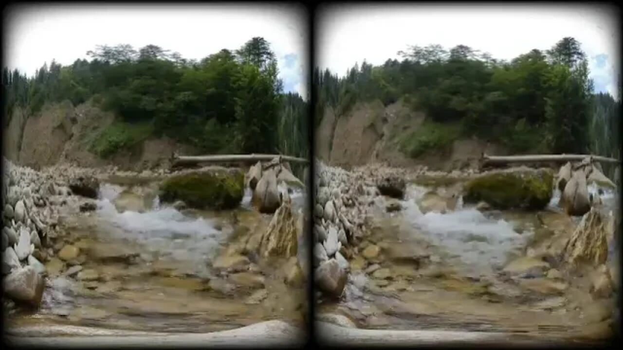 1 ===== 3D VR180 Waterfall Oberallgäu Bavaria, People Relax made 4 Meditation Nature Sound #VR Water