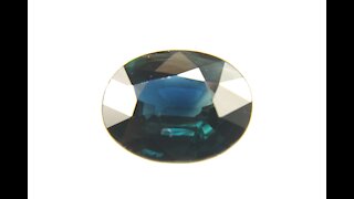 Natural Bi-colored Blue with Tealish Play Sapphire Oval