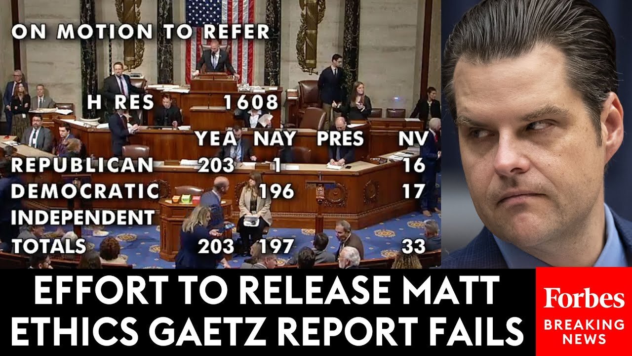 BREAKING NEWS: Democratic Effort To Force Release Of Matt Gaetz Ethics Report Fails In House