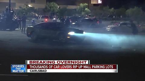 Car club rip up parking lots at 2 San Diego malls