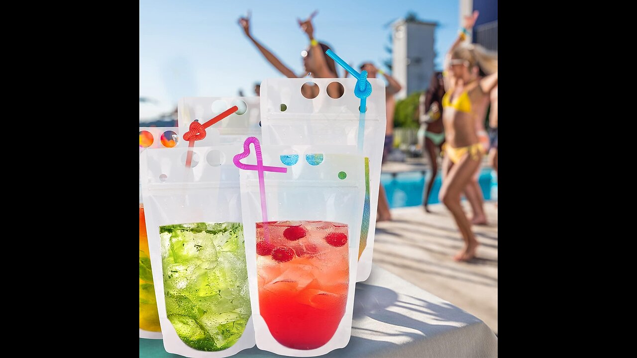 150 Pcs Drink Pouches and Popsicle Bags with Straws, 100 Pcs Smoothie Ice Pop Bags, 50 Pcs Hand...