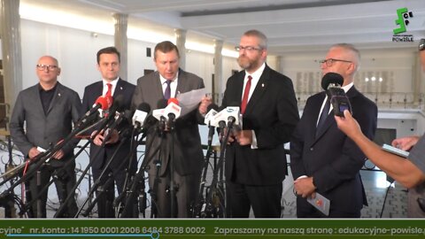Stop ukrainizacji Polski - konferencja prasowa przed Zespołem Parlamentarnym Korony Grzegorza Brauna