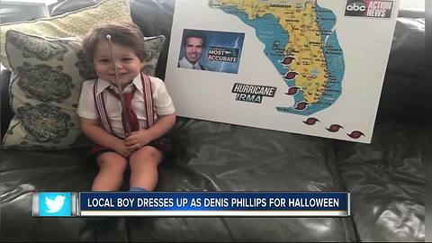 Local boy dresses up as Denis Phillips for Halloween