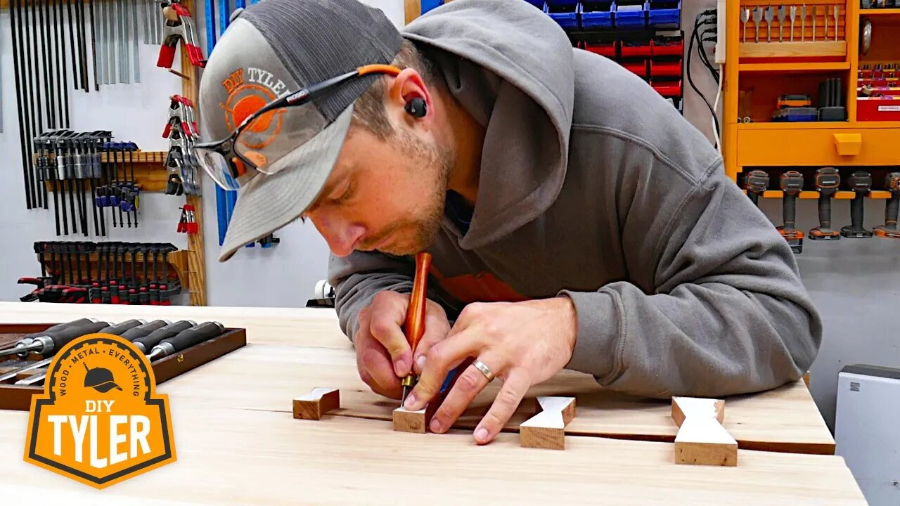 Real Woodworking? Hand Cutting Cherry Bowties into a Massive Hickory Slab Table and Prep for Finish