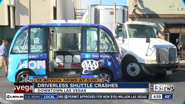 Driverless shuttle gets in fender bender on first day in operation