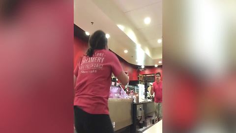 Ice Cream Throwing At Cold Stone Creamery