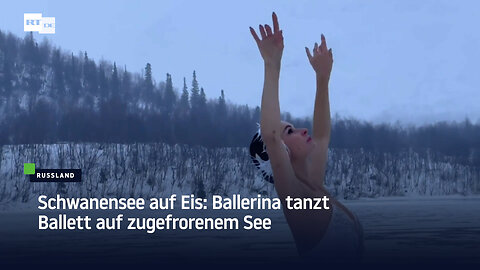 Schwanensee auf Eis: Ballerina tanzt Ballett auf zugefrorenem See