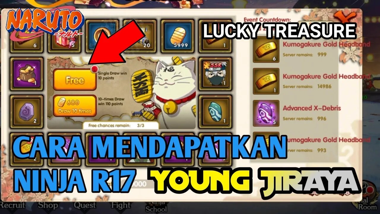 Cara Mendapatkan Ninja R17, Young Jiraya, Lucky Treasure Edisi Desember