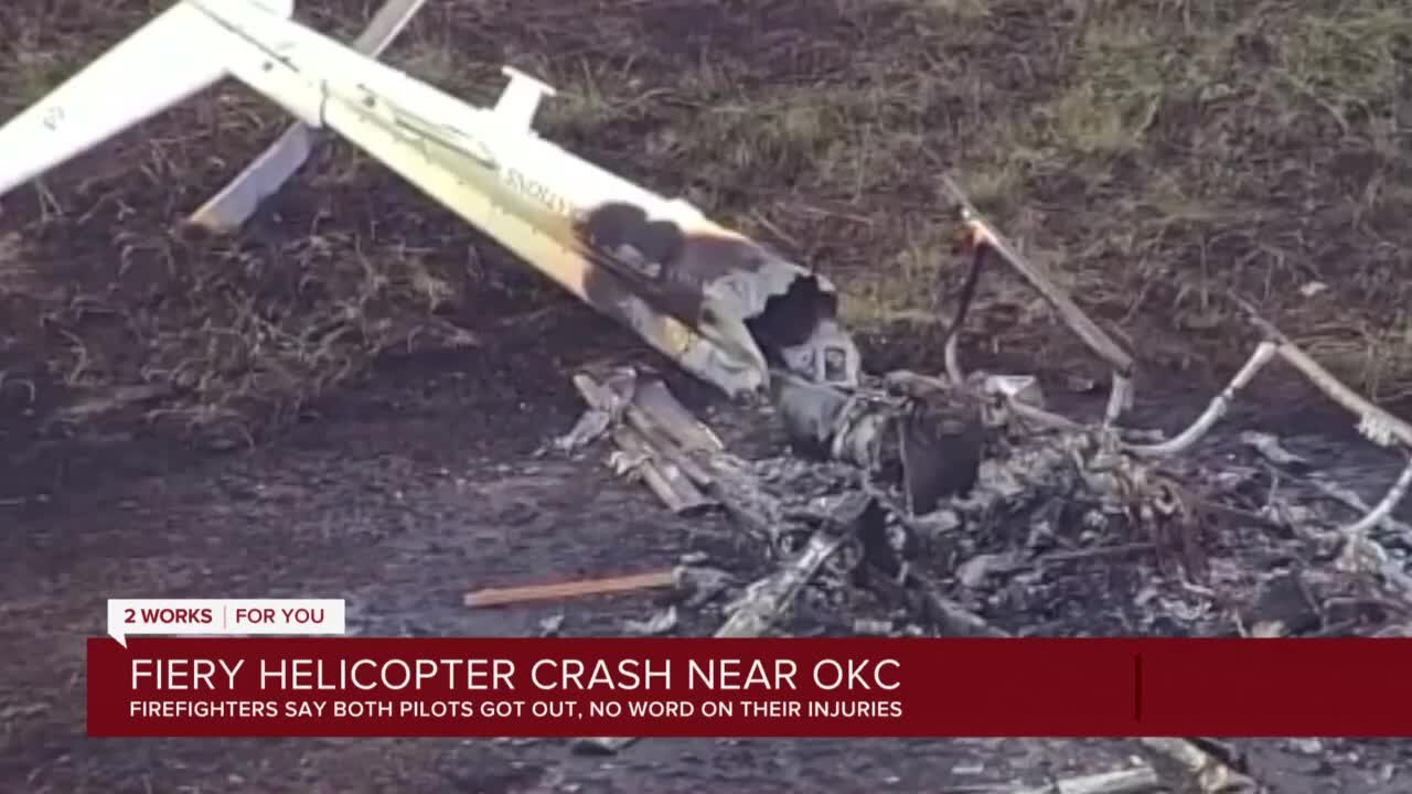 Firefighters respond to fiery helicopter crash near Oklahoma City