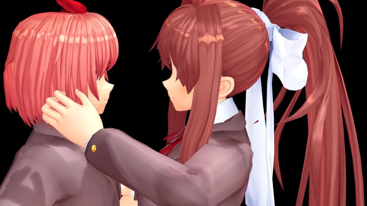 DDLC - Sensual Monika seduces sexy Sayori [MMD]