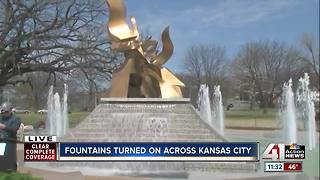 Fountains turned on across Kansas City