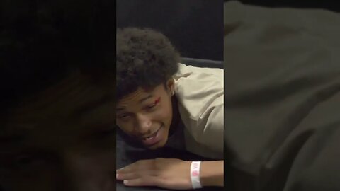 Trampoline Basketball FAIL...(he cut his eye)
