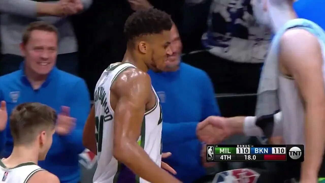 Giannis ties the Game with his Clutch 3 and crashed the Nets later on OT!
