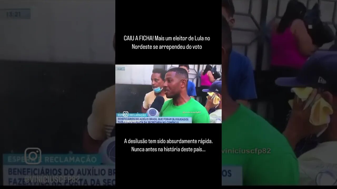 CAIU A FICHA! Mais um eleitor de Lula no Nordeste se arrependeu do voto. A desilusão tem sido rápida