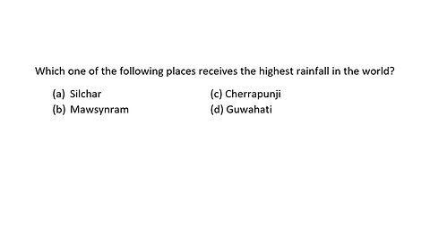 MCQ Which one of the following places receives the highest rainfall in the world