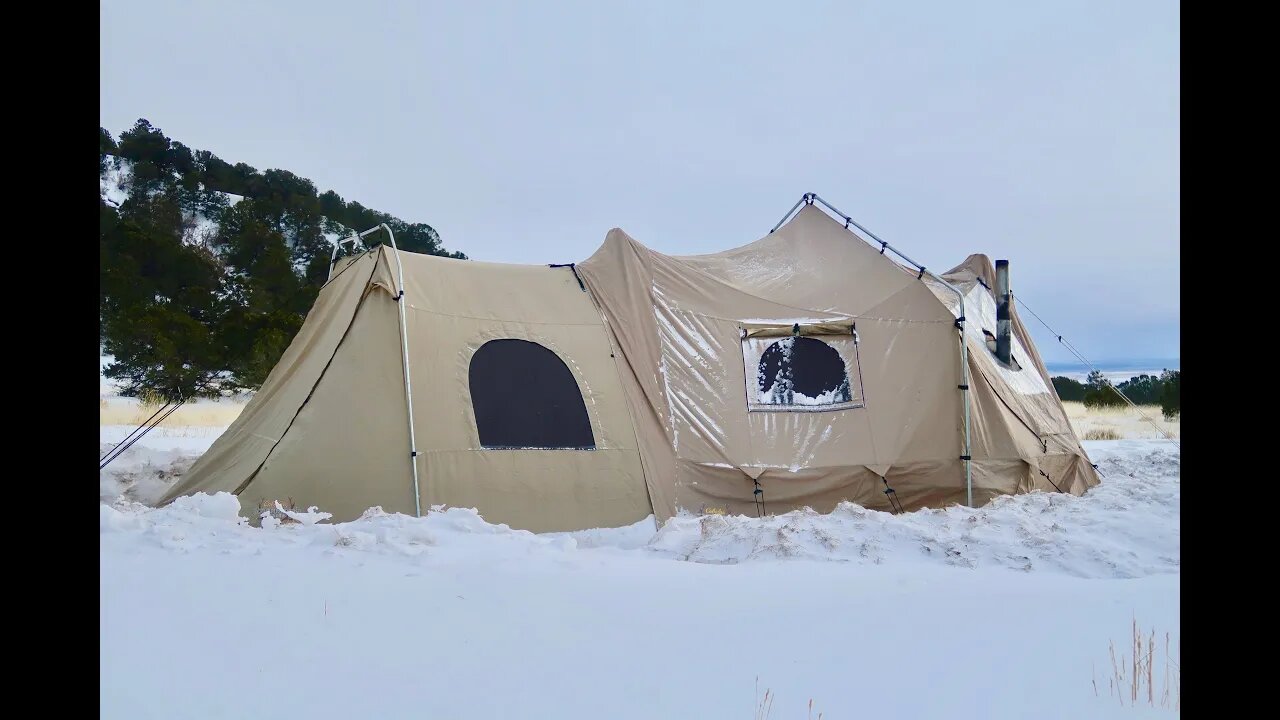 Living Off-Grid in a Tent w/ Wood Stove: INSANE WINDS, Camp Laundry, Cooking, and Killer Sunsets