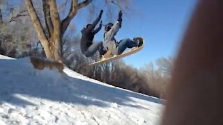 Toboggan missionary’s getting air